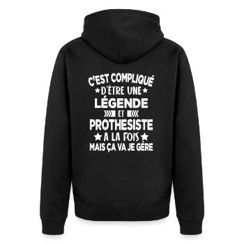 Légende et PROTHESISTE Cadeau Humour - Veste à capuche bio Premium Unisexe - noir - Dos - Nico (187cm)
