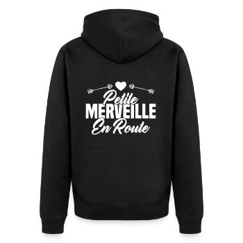 Femme Petite Merveille En Route Future Grossesse - Veste à capuche bio Premium Unisexe - noir - Dos - Nico (187cm)