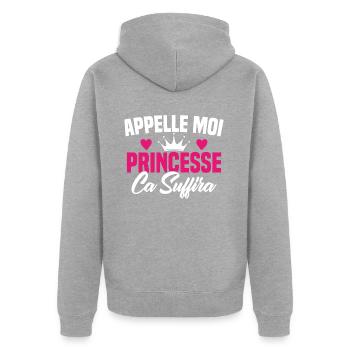 HUMOUR APPELLE MOI PRINCESSE - Veste à capuche bio Premium Unisexe - gris chiné - Dos - Nico (187cm)