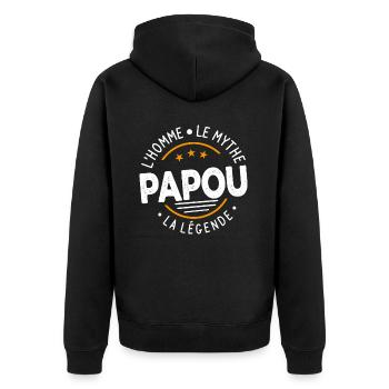Grand-Père Papou l'Homme le Mythe la Légende - Veste à capuche bio Premium Unisexe - noir - Dos - Nico (187cm)