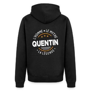 Quentin L'Homme Le Mythe La Légende Cadeau Humour - Veste à capuche bio Premium Unisexe - noir - Dos - Nico (187cm)
