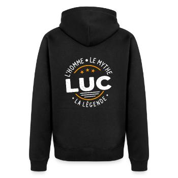 Luc L'Homme Le Mythe La Légende Cadeau Humour - Veste à capuche bio Premium Unisexe - noir - Dos - Nico (187cm)