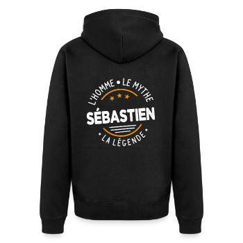 Sébastien L'Homme LeMythe La Légende Cadeau Humour - Veste à capuche bio Premium Unisexe - noir - Dos - Nico (187cm)