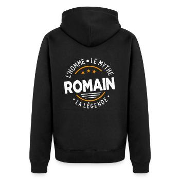 Romain L'Homme Le Mythe La Légende Cadeau Humour - Veste à capuche bio Premium Unisexe - noir - Dos - Nico (187cm)