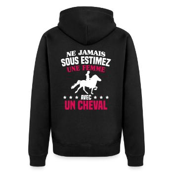 cadeau humour cheval / femme à cheval - Veste à capuche bio Premium Unisexe - noir - Dos - Nico (187cm)