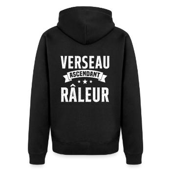 Verseau ascendant râleur cadeau humour signe - Veste à capuche bio Premium Unisexe - noir - Dos - Nico (187cm)