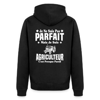 Pas parfait mais je suis un papa agriculteur Cool - Veste à capuche bio Premium Unisexe - noir - Dos - Nico (187cm)