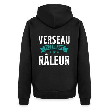 Verseau ascendant râleur cadeau humour signe - Veste à capuche bio Premium Unisexe - noir - Dos - Nico (187cm)