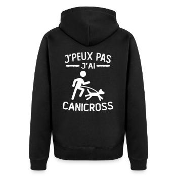 Je Peux Pas J'ai canicross canicross humour - Veste à capuche bio Premium Unisexe - noir - Dos - Nico (187cm)