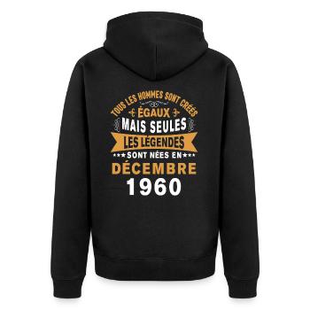 Les légendes sont nées en Décembre 1960 - Veste à capuche bio Premium Unisexe - noir - Dos - Nico (187cm)