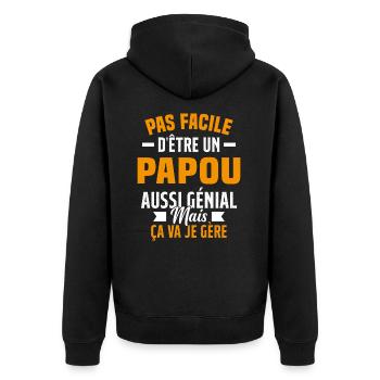 papou génial cadeau humour papou - Veste à capuche bio Premium Unisexe - noir - Dos - Nico (187cm)