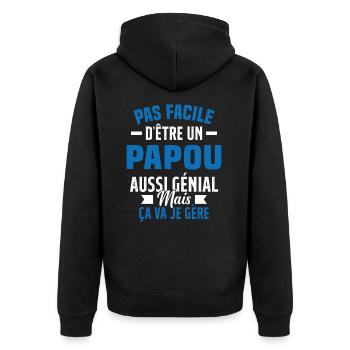 papou génial cadeau humour papou - Veste à capuche bio Premium Unisexe - noir - Dos - Nico (187cm)