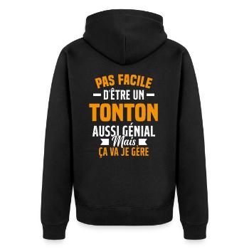 tonton génial cadeau humour tonton - Veste à capuche bio Premium Unisexe - noir - Dos - Nico (187cm)