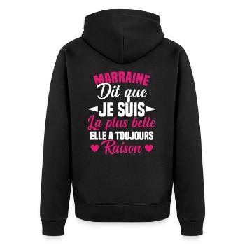 marraine dit que je suis la plus belle cadeau - Veste à capuche bio Premium Unisexe - noir - Dos - Nico (187cm)