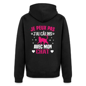je peux pas j'ai câlins avec mon chat Cadeau - Veste à capuche bio Premium Unisexe - noir - Dos - Nico (187cm)