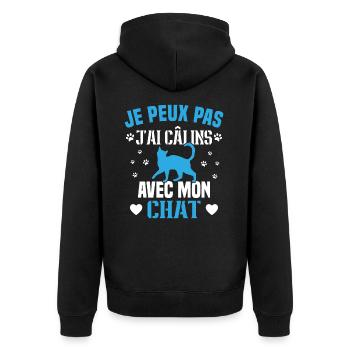 je peux pas j'ai câlins avec mon chat Cadeau - Veste à capuche bio Premium Unisexe - noir - Dos - Nico (187cm)
