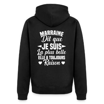 marraine dit que je suis la plus belle cadeau - Veste à capuche bio Premium Unisexe - noir - Dos - Nico (187cm)