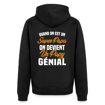 Quand On Est Super Papa On Devient Papy Génial - Veste à capuche bio Premium Unisexe - noir - Dos - Nico (187cm)