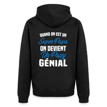 Quand On Est Super Papa On Devient Papy Génial - Veste à capuche bio Premium Unisexe - noir - Dos - Nico (187cm)