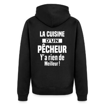 La cuisine d'un pêcheur Humour Cadeau pêche - Veste à capuche bio Premium Unisexe - noir - Dos - Nico (187cm)