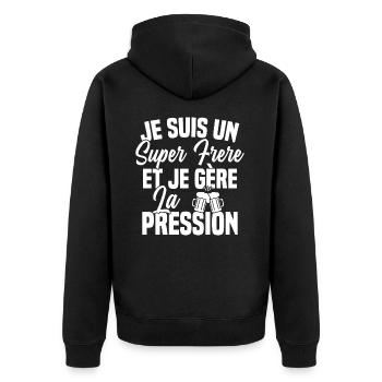Super Frere Biere Humour Alcool - Veste à capuche bio Premium Unisexe - noir - Dos - Nico (187cm)