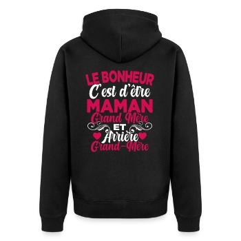 Cadeau Fête des Mère pour Arrière Grand-Mère - Veste à capuche bio Premium Unisexe - noir - Dos - Nico (187cm)