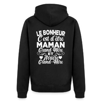 Cadeau Fête des Mère pour Arrière Grand-Mère - Veste à capuche bio Premium Unisexe - noir - Dos - Nico (187cm)