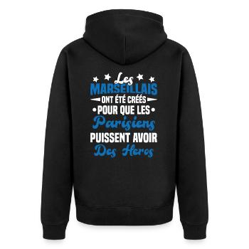 Les marseillais ont été créés pour les parisiens - Veste à capuche bio Premium Unisexe - noir - Dos - Nico (187cm)