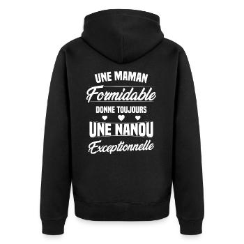Une Maman Formidable donne Nanou Exceptionnelle - Veste à capuche bio Premium Unisexe - noir - Dos - Nico (187cm)