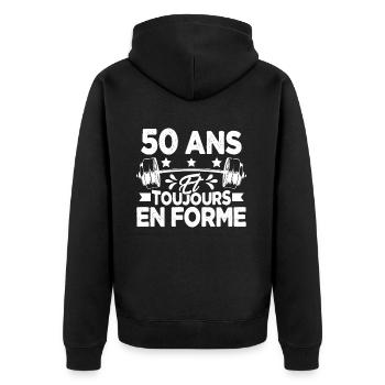 50 Ans et Toujours En Forme Gym Sport Muscu Cadeau - Veste à capuche bio Premium Unisexe - noir - Dos - Nico (187cm)