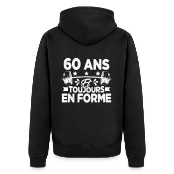 60 Ans et Toujours En Forme Gym Sport Muscu Cadeau - Veste à capuche bio Premium Unisexe - noir - Dos - Nico (187cm)