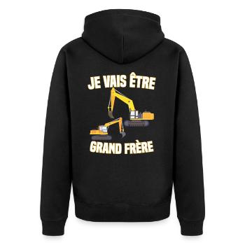 Je vais être grand frère véhicule de construction - Veste à capuche bio Premium Unisexe - noir - Dos - Nico (187cm)