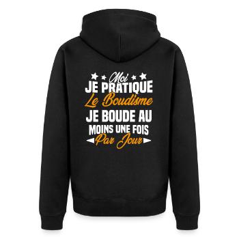 je boude au moins une fois par jour - Veste à capuche bio Premium Unisexe - noir - Dos - Nico (187cm)