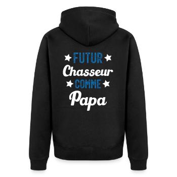 Futur Chasseur Comme Papa Humour Cadeau de Chasse - Veste à capuche bio Premium Unisexe - noir - Dos - Nico (187cm)