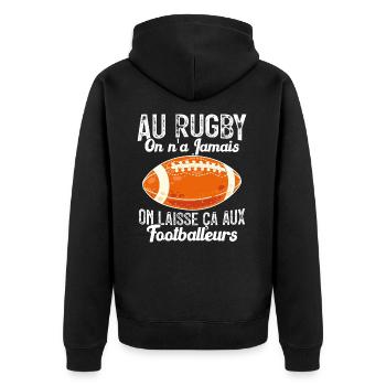 Au Rugby On N'a Jamais Humour Cadeau Rugby - Veste à capuche bio Premium Unisexe - noir - Dos - Nico (187cm)