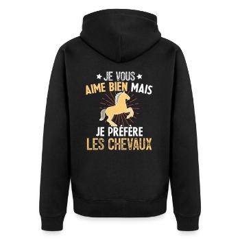 Je Vous Aime Bien Equitation Cheval Cadeau - Veste à capuche bio Premium Unisexe - noir - Dos - Nico (187cm)