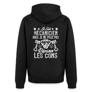 Je Suis Mécanicien Mais Mécano Garage Homme Cadeau - Veste à capuche bio Premium Unisexe - noir - Dos - Nico (187cm)