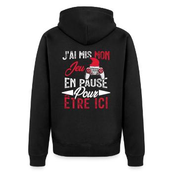J'ai mis mon jeu en pause pour être ici Geek Noël - Veste à capuche bio Premium Unisexe - noir - Dos - Nico (187cm)