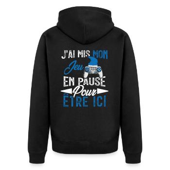 J'ai mis mon jeu en pause pour être ici Geek Noël - Veste à capuche bio Premium Unisexe - noir - Dos - Nico (187cm)