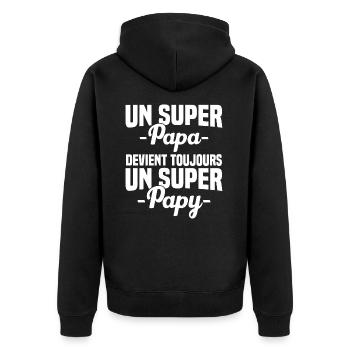 Super papa devient toujours un super papy Cadeau - Veste à capuche bio Premium Unisexe - noir - Dos - Nico (187cm)