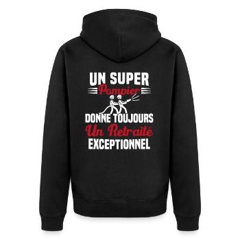 Un super pompier retraité exceptionnel humour - Veste à capuche bio Premium Unisexe - noir - Dos - Nico (187cm)