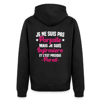 Pas parfaite mais je suis Infirmière Cadeau - Veste à capuche bio Premium Unisexe - noir - Dos - Nico (187cm)