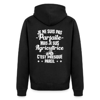 Pas parfaite mais je suis Agricultrice Femme Cool - Veste à capuche bio Premium Unisexe - noir - Dos - Nico (187cm)