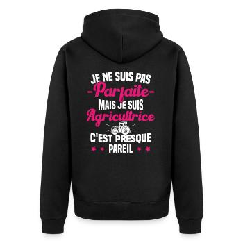 Pas parfaite mais je suis Agricultrice Femme Cool - Veste à capuche bio Premium Unisexe - noir - Dos - Nico (187cm)