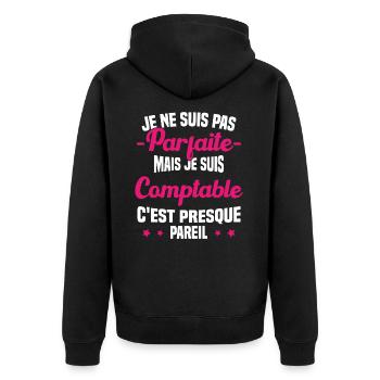 Pas parfaite mais je suis Comptable Humour Cadeau - Veste à capuche bio Premium Unisexe - noir - Dos - Nico (187cm)