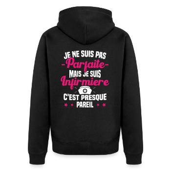 Pas parfaite mais je suis Infirmière Cadeau - Veste à capuche bio Premium Unisexe - noir - Dos - Nico (187cm)