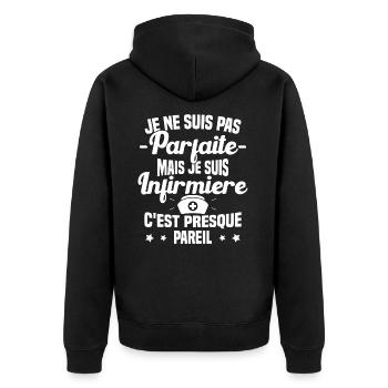Pas parfaite mais je suis Infirmière Cadeau - Veste à capuche bio Premium Unisexe - noir - Dos - Nico (187cm)