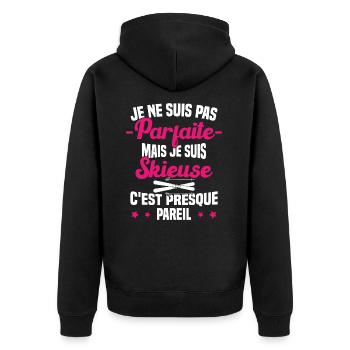 Pas parfaite mais je suis Skieuse Cadeau Humour - Veste à capuche bio Premium Unisexe - noir - Dos - Nico (187cm)