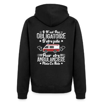 Folle Et Ambulancière Humour Cadeau - Veste à capuche bio Premium Unisexe - noir - Dos - Nico (187cm)