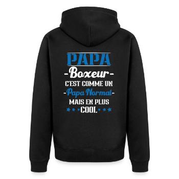 Papa Boxeur Humour Coach Cadeau - Veste à capuche bio Premium Unisexe - noir - Dos - Nico (187cm)